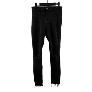 Womens Black Skinny Distressed Jeans Size 6 by Zara